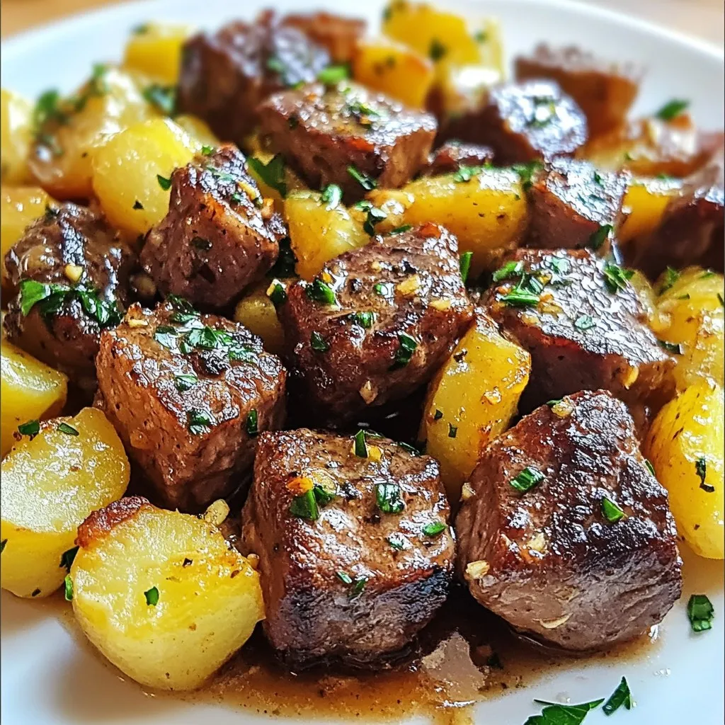 Garlic Butter Beef Bites with Potatoes Delight Recipe