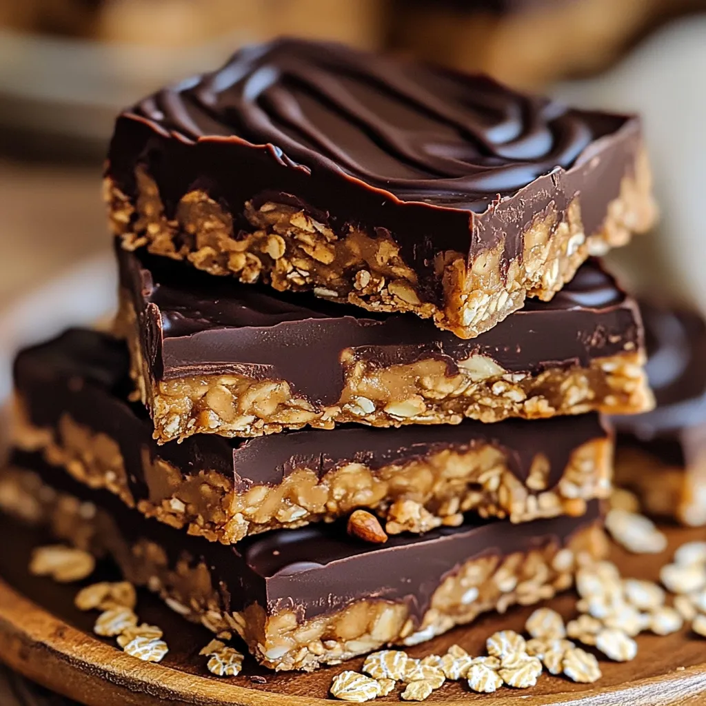 No-Bake Chocolate Peanut Butter Oat Bars Delight