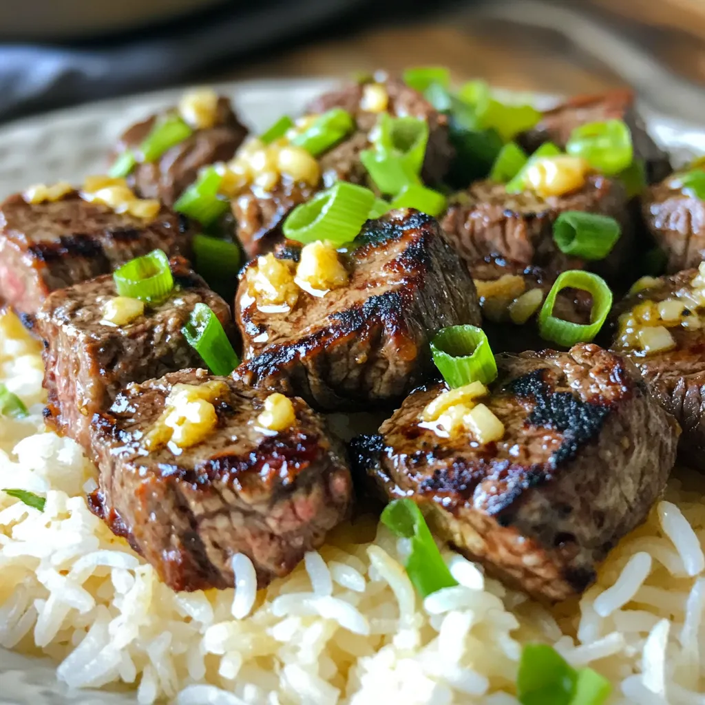 Minute Garlic Butter Steak Bites with Rice Delight