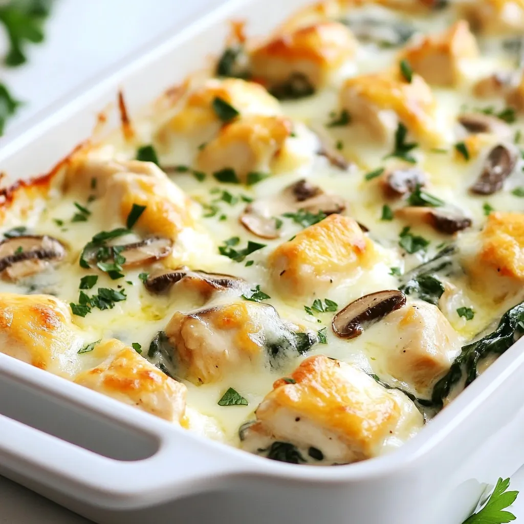 Low Carb Chicken Spinach Mushroom Bake Delight