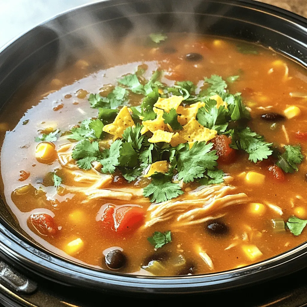 Savory Slow Cooker Chicken Tortilla Soup Recipe