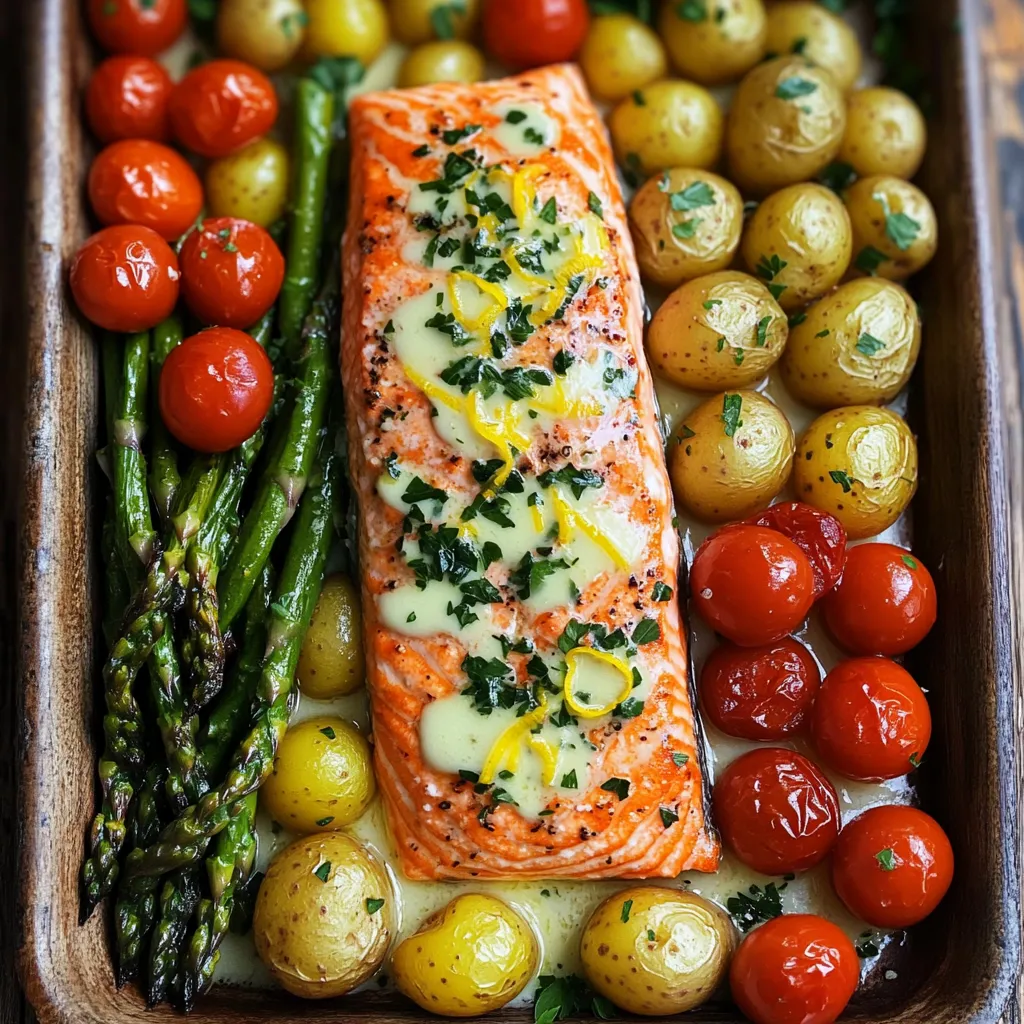 Garlic Butter Salmon &#038; Veggies Sheet Pan Delight