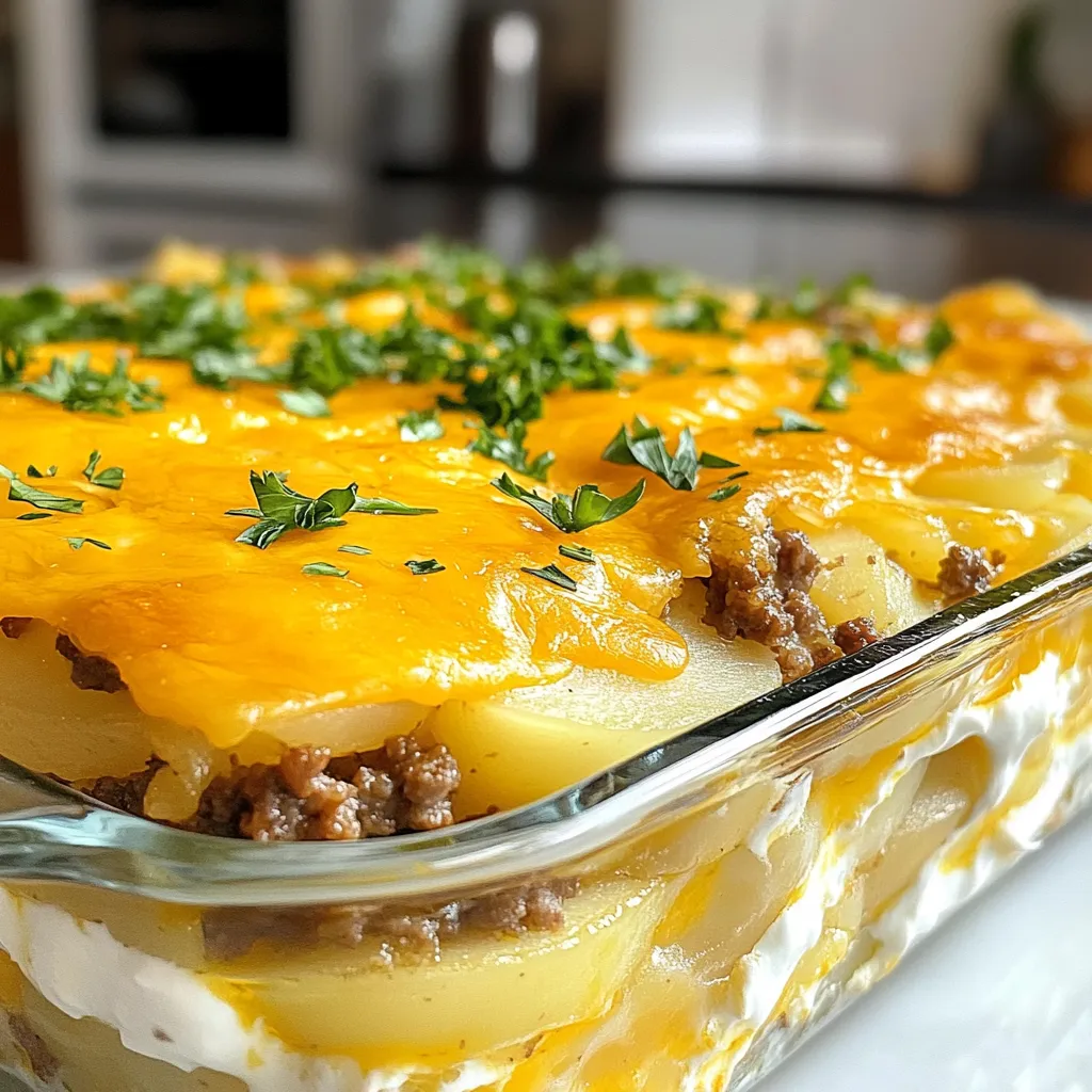 Cheesy Ground Beef Potato Casserole Easy Comfort Dish