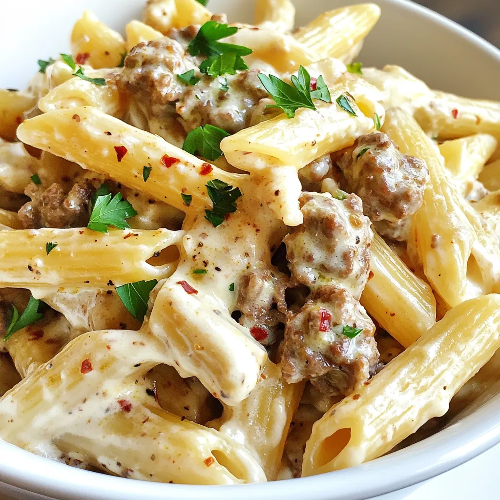 High Protein Creamy Beef Pasta Quick and Easy Recipe