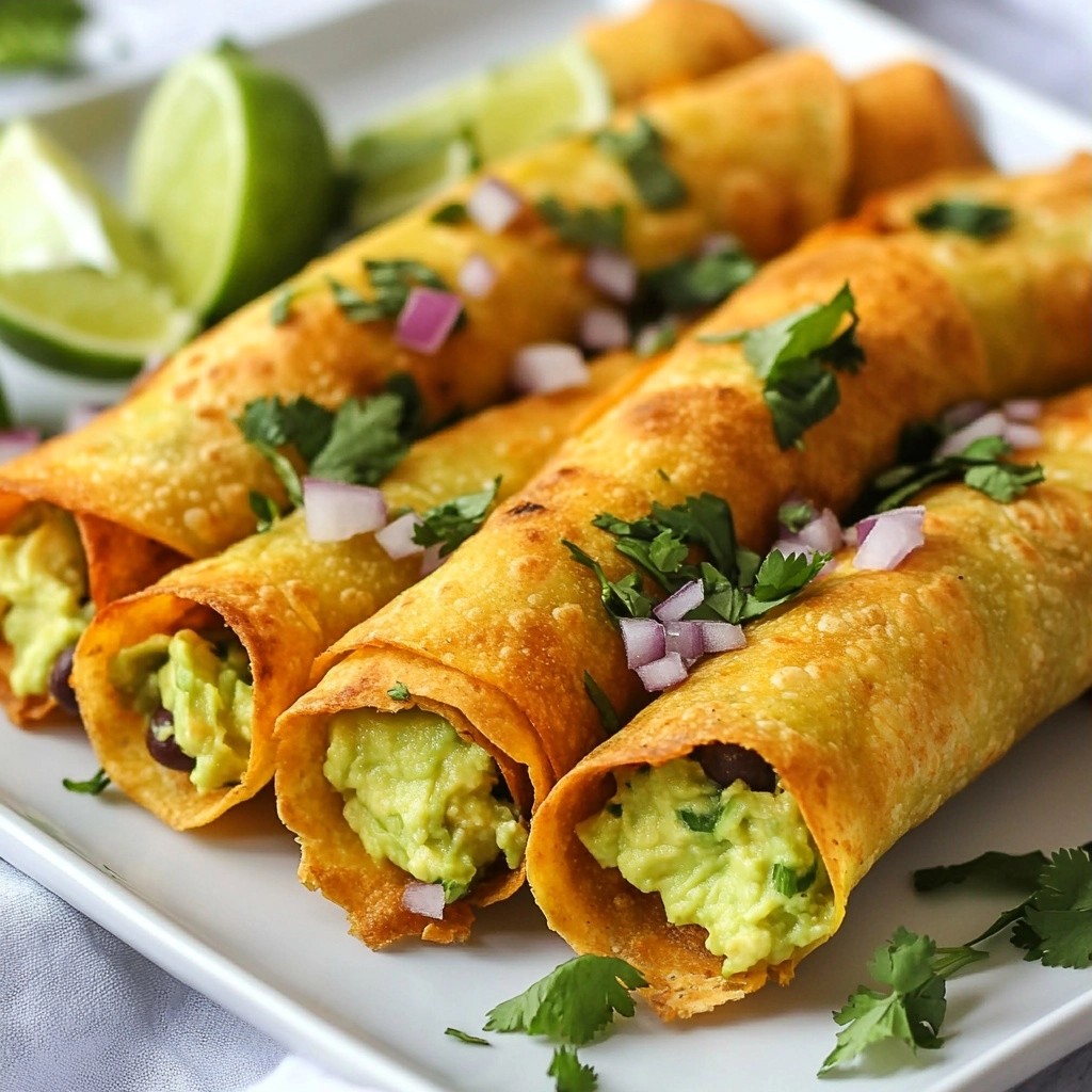 Crunchy Mexican Avocado and Black Bean Taquitos Recipe
