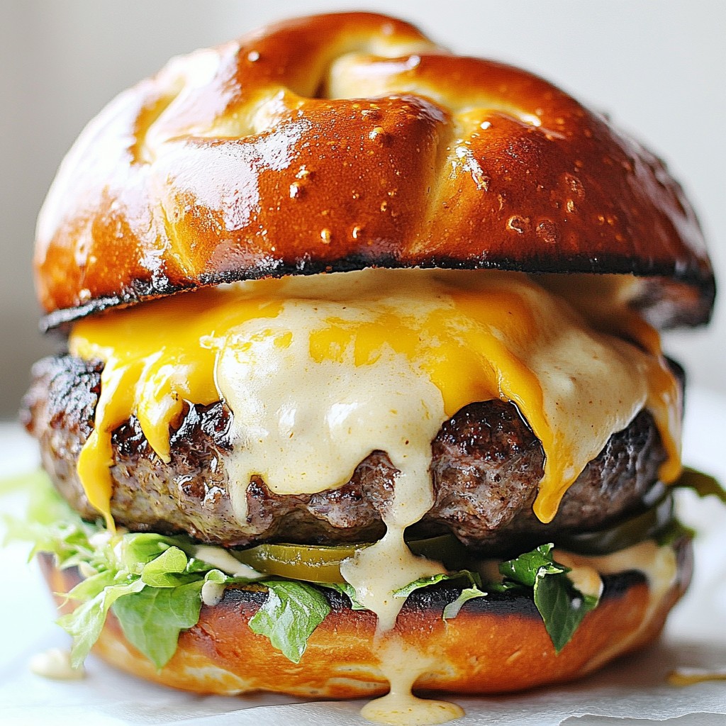 Pretzel Bun Beer Cheese Burger Delightful Recipe