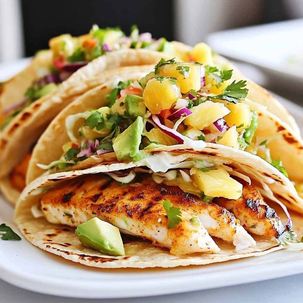 Crispy Mexican Grilled Fish Tacos with Pineapple Salsa