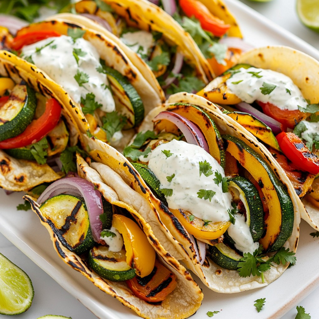 Grilled Mexican Veggie Tacos with Lime Crema Delight