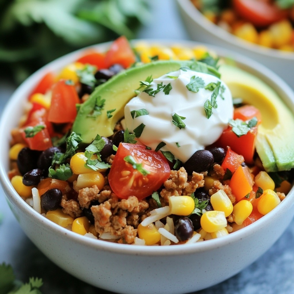 Savory Tex-Mex Turkey Burrito Bowl with Cilantro Lime Rice