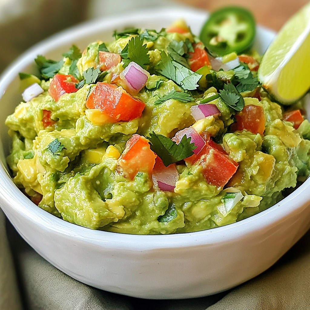 Creamy Mexican Guacamole with Lime and Cilantro Delight