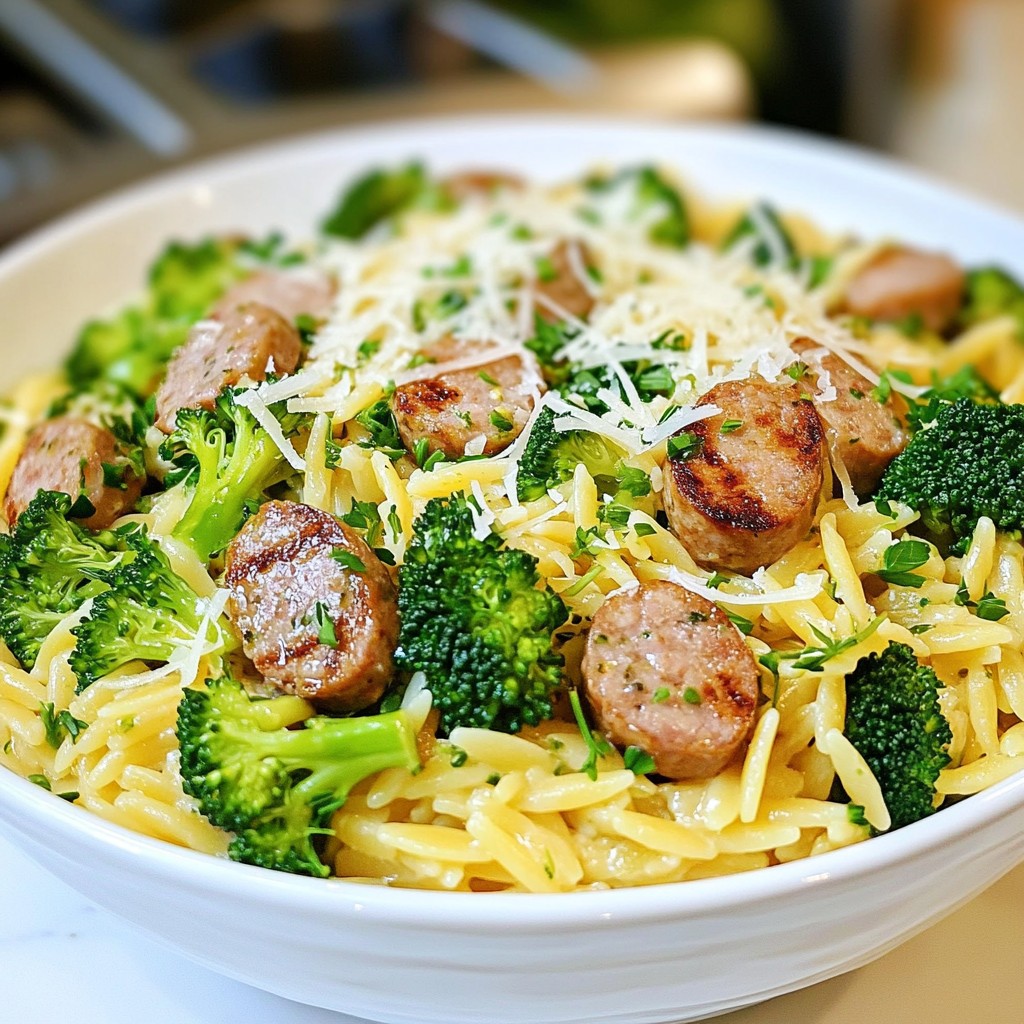 Chicken Sausage Broccoli Orzo Flavorful Dinner Dish