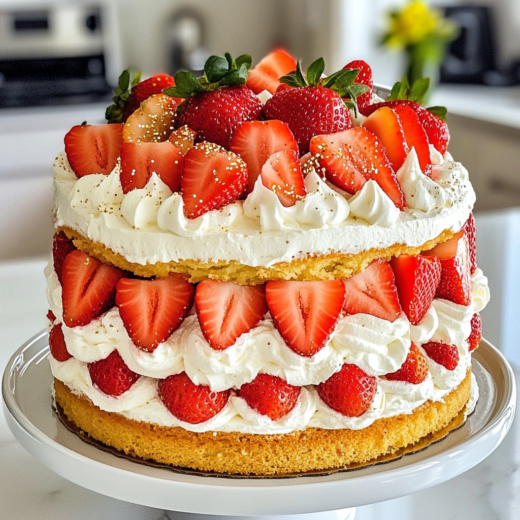 Strawberry Champagne Celebration Cake Delightful Treat