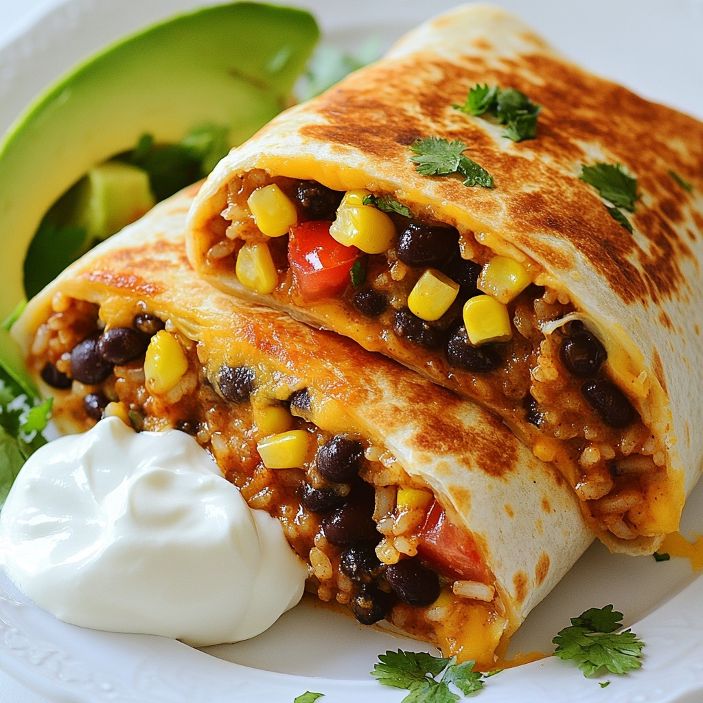 Cheesy Tex-Mex Bean and Rice Burritos Recipe