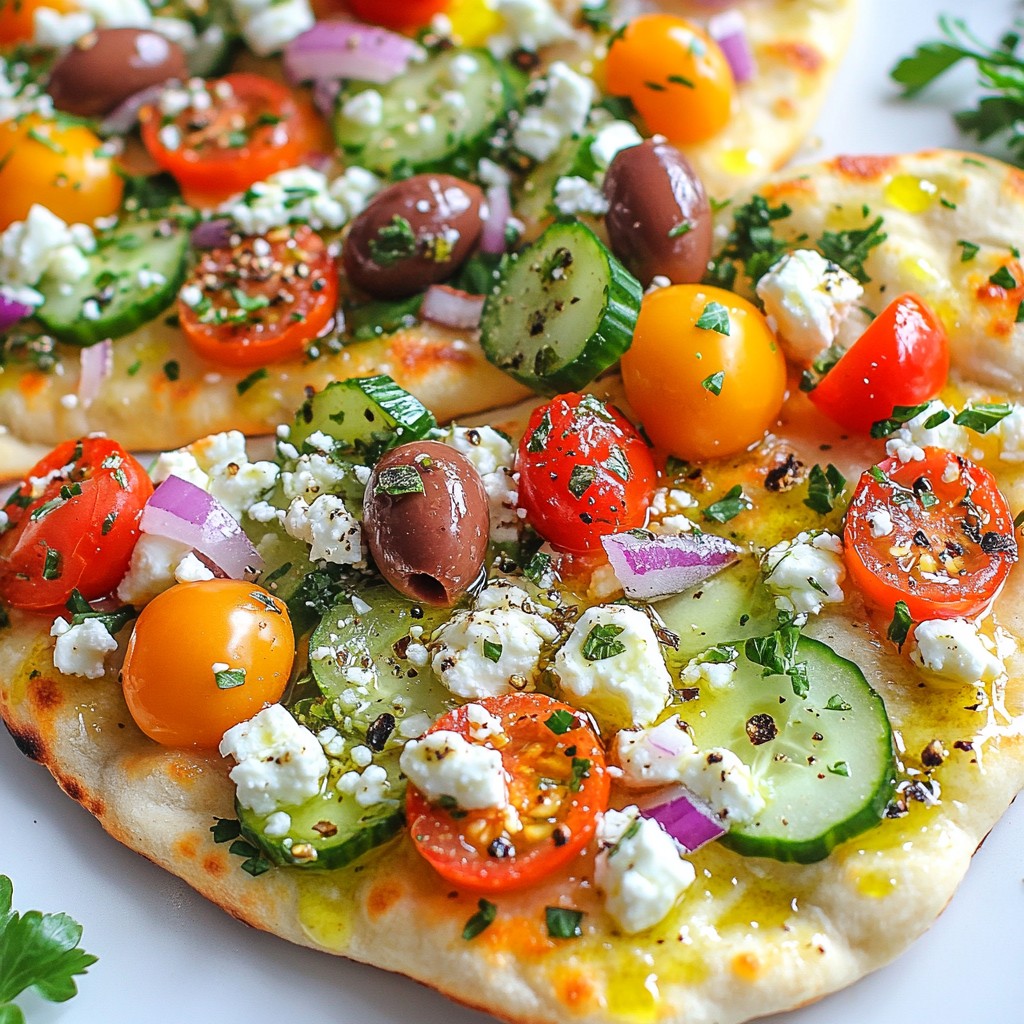 Greek Salad Naan Pizza Flavorful and Simple Treat
