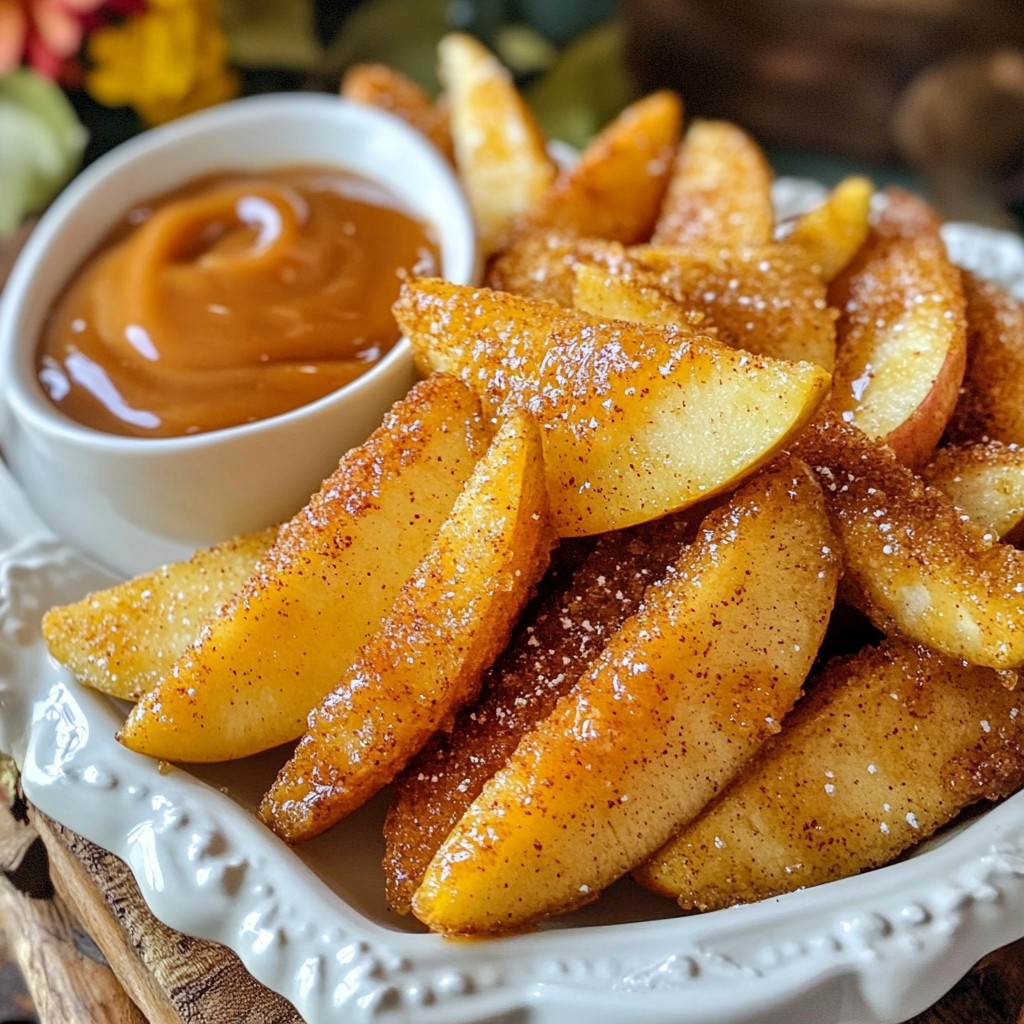 Air Fried Apple Wedges with Caramel Dip Delight