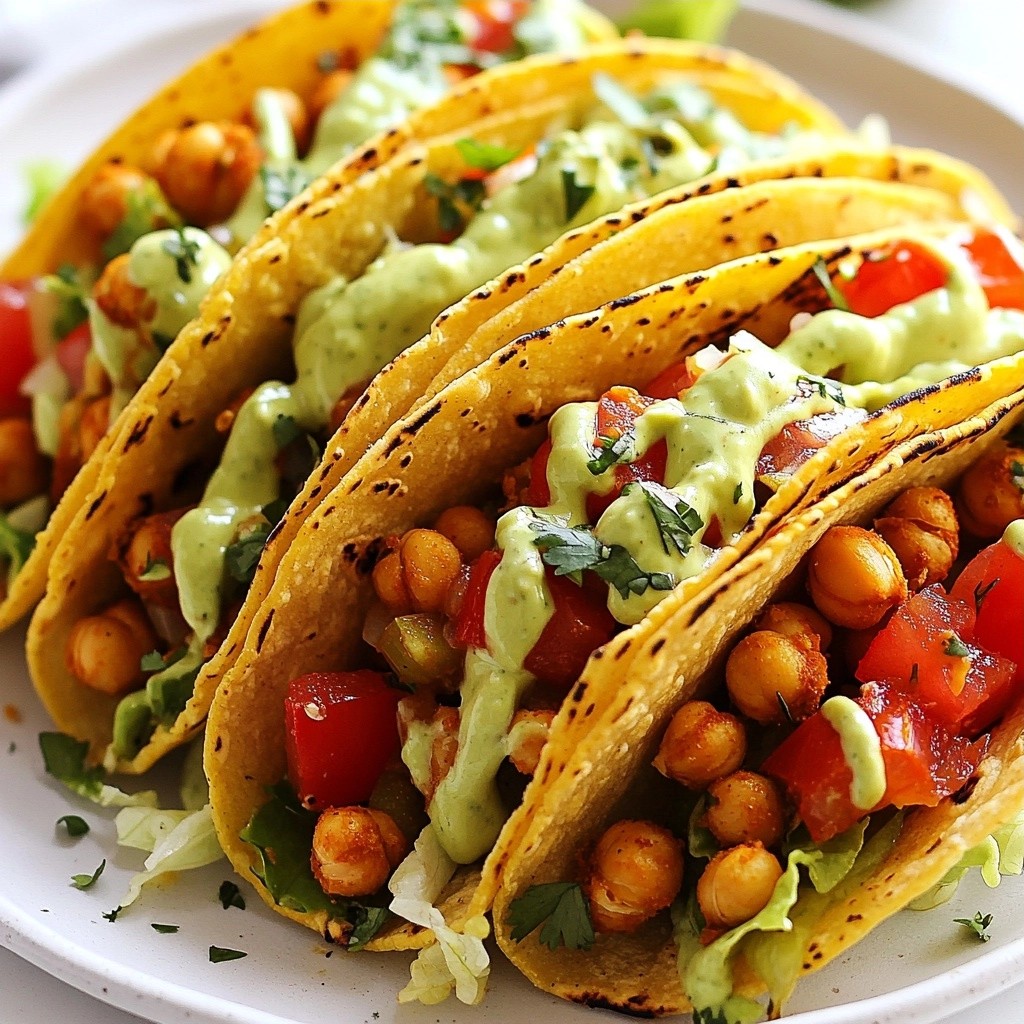 Crunchy Tex-Mex Chickpea Tacos with Avocado Sauce