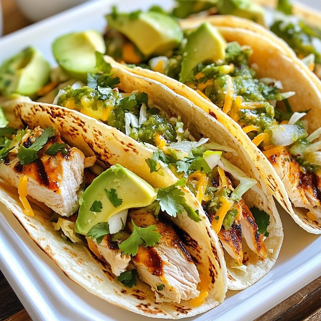 Crunchy Mexican Grilled Chicken Tacos with Salsa Verde