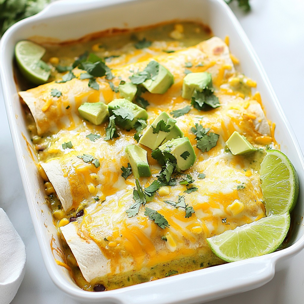 Baked Tex-Mex Chicken Enchiladas with Creamy Green Sauce