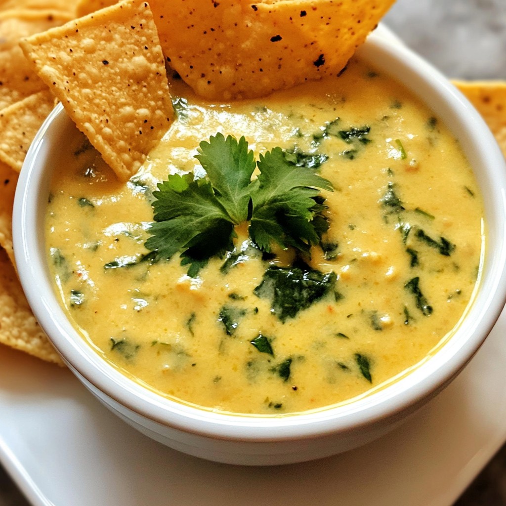 Creamy Tex-Mex Spinach Queso with Tortilla Chips Delight