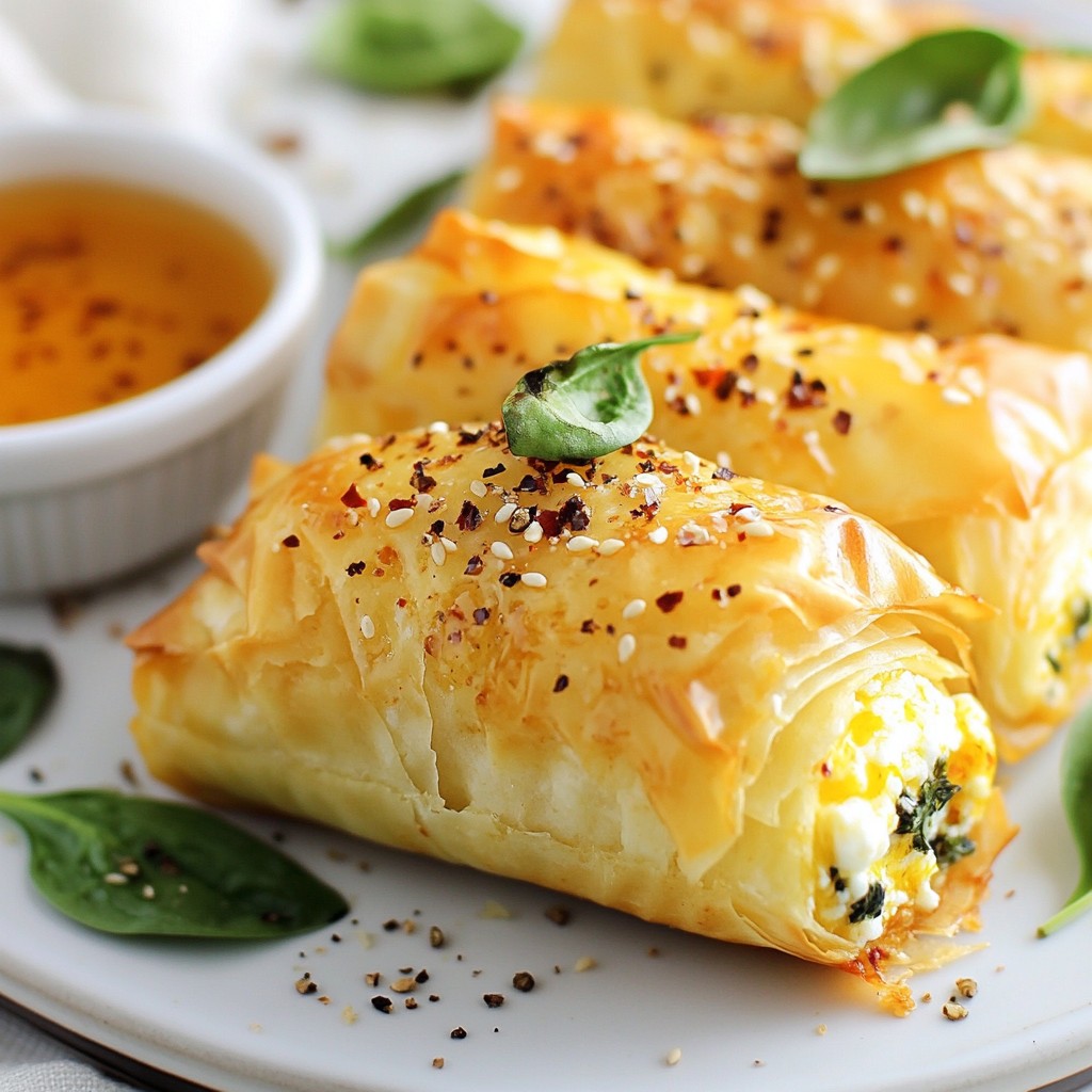 Oven Fried Feta Rolls with Chili Honey Delight