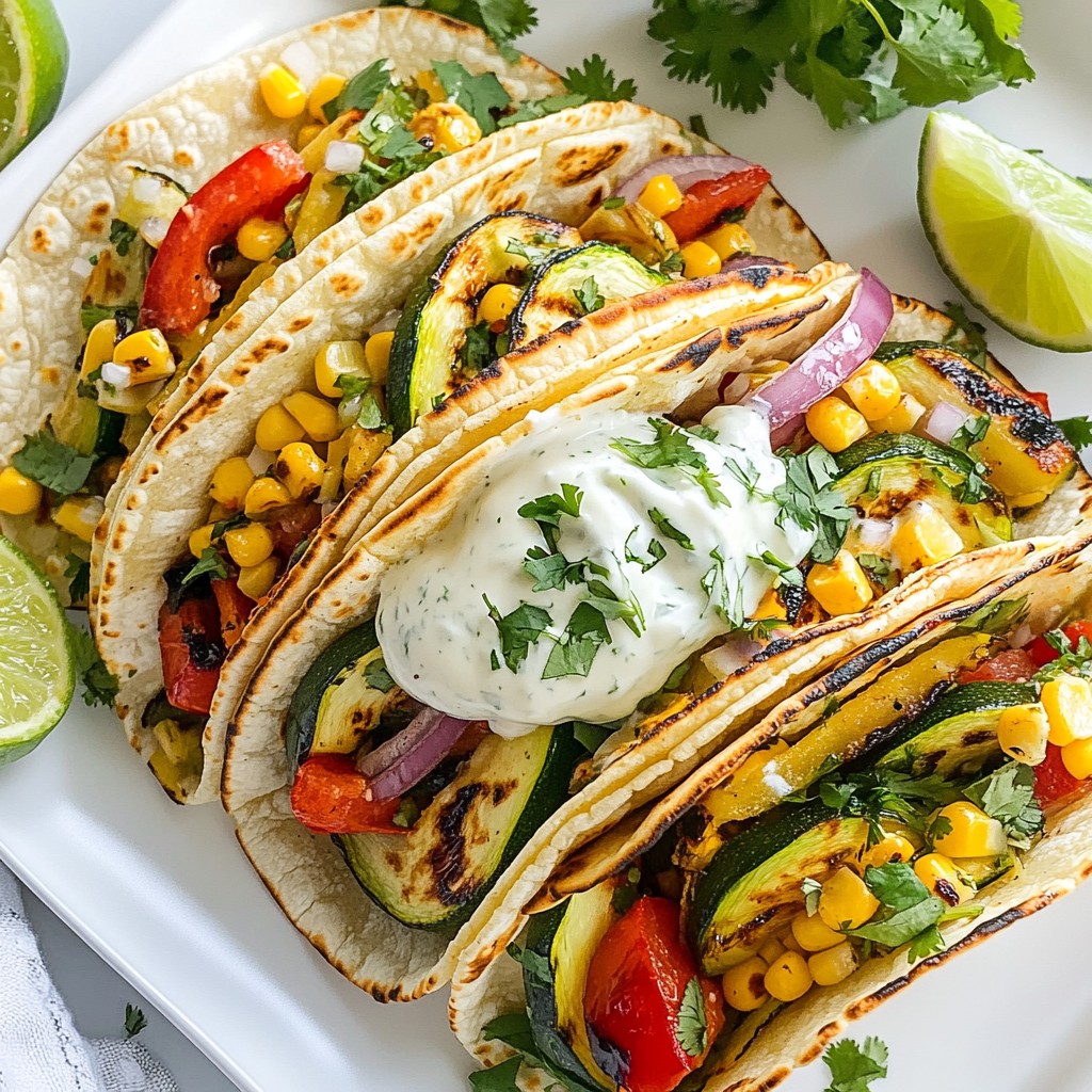 Grilled Mexican Veggie Tacos with Lime Crema Delight