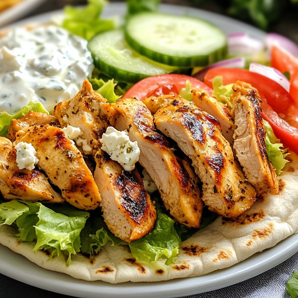 Savory Chicken Gyros with Feta Tzatziki Recipe