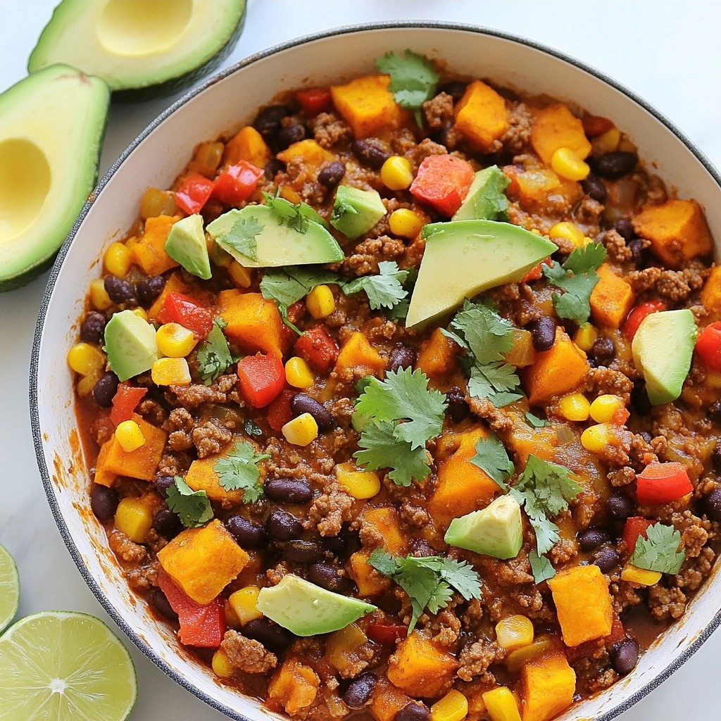 Spicy Tex-Mex Beef and Sweet Potato Skillet Delight