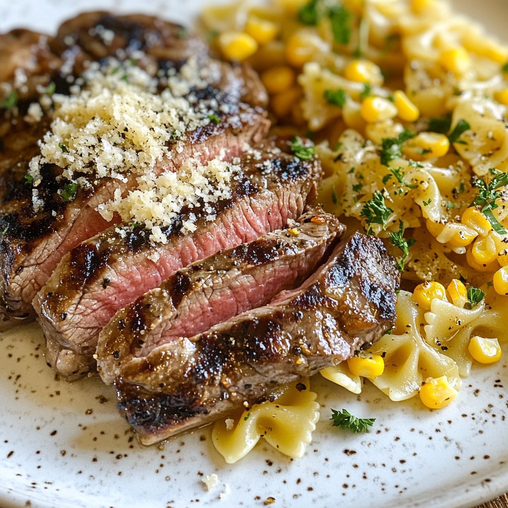 Parmesan Steak & Sweet Corn Bowties Flavorful Delight