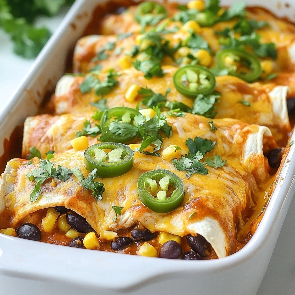 Cheesy Tex-Mex Chicken and Black Bean Enchiladas Recipe