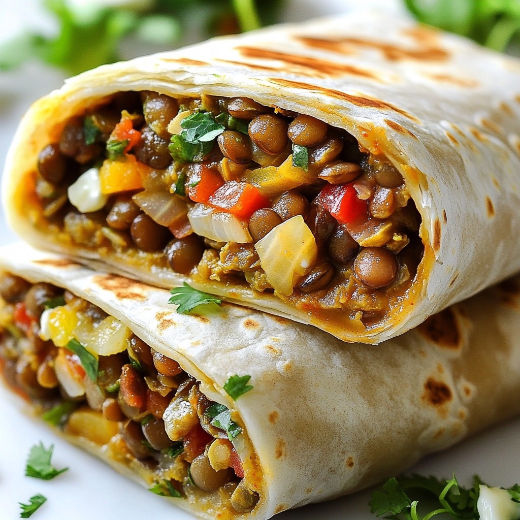Hearty Tex-Mex Lentil Burritos with Lime Crema Delight