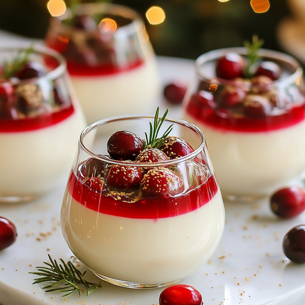 Eggnog Panna Cotta with Cranberry Sauce Delight
