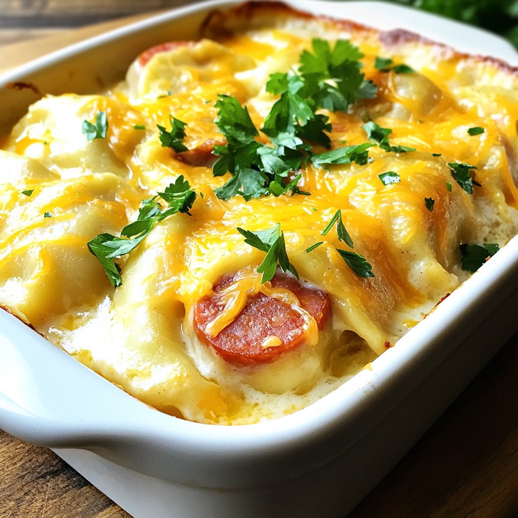 Crockpot Pierogi Kielbasa Casserole Comfort Dish