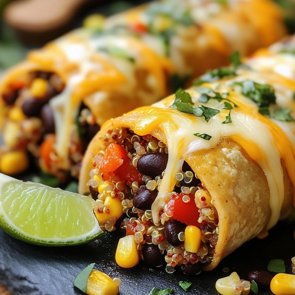 Cheesy Black Bean and Quinoa Burritos Easy Meal