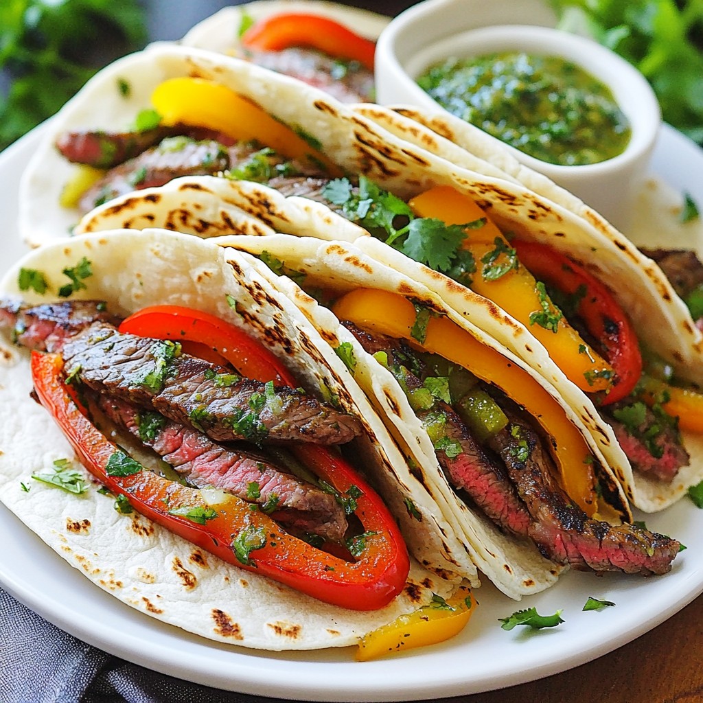 Grilled Tex-Mex Steak Fajitas with Chimichurri Delight