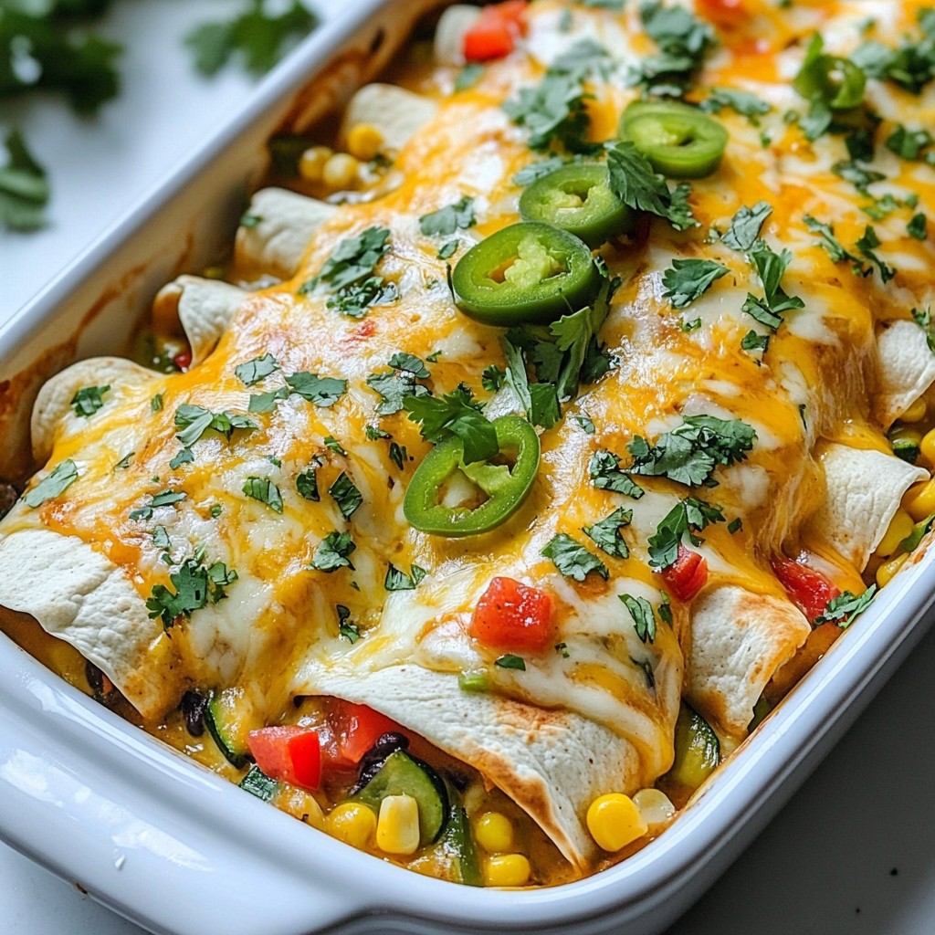 Vegetarian Tex-Mex Enchiladas with Jalapeño Sauce Delight