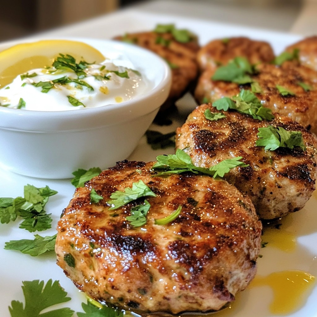Garlic Chicken Kofta with Yogurt Sauce Delight