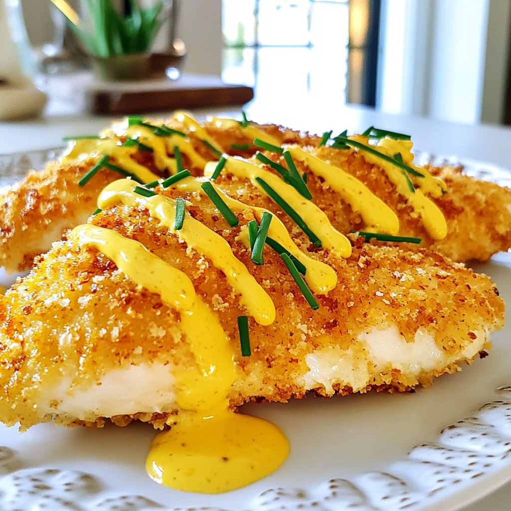 Pretzel-Crusted Chicken with Cheddar Mustard Sauce Delight