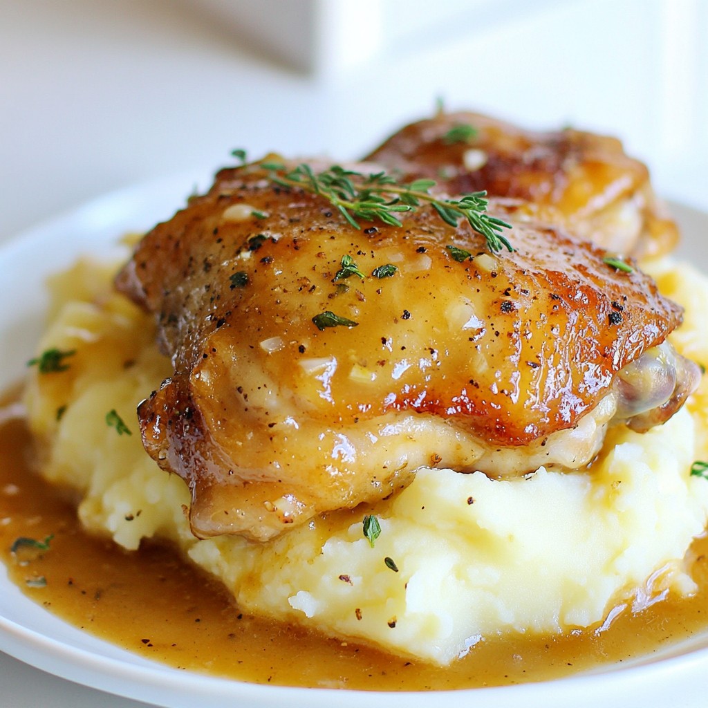Chicken with Garlic Gravy and Cheesy Mash Delight