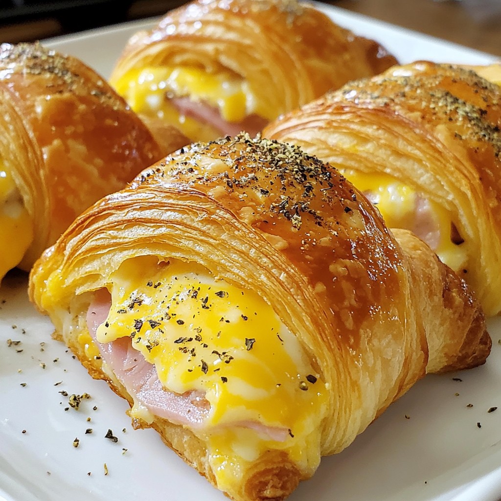 Ham and Cheese Baked Croissants Tasty and Easy Recipe