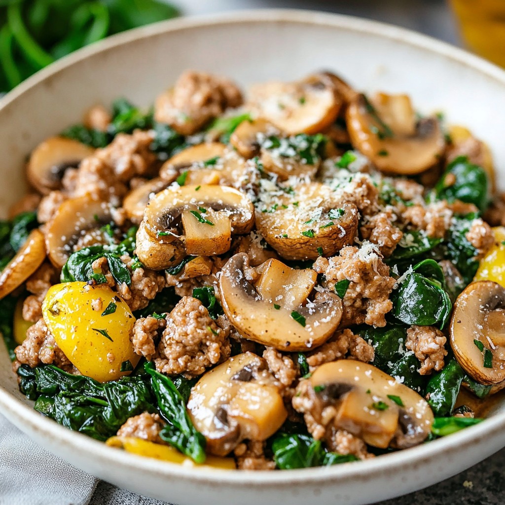 Turkey Spinach Mushroom Skillet Flavorful One-Pan Meal