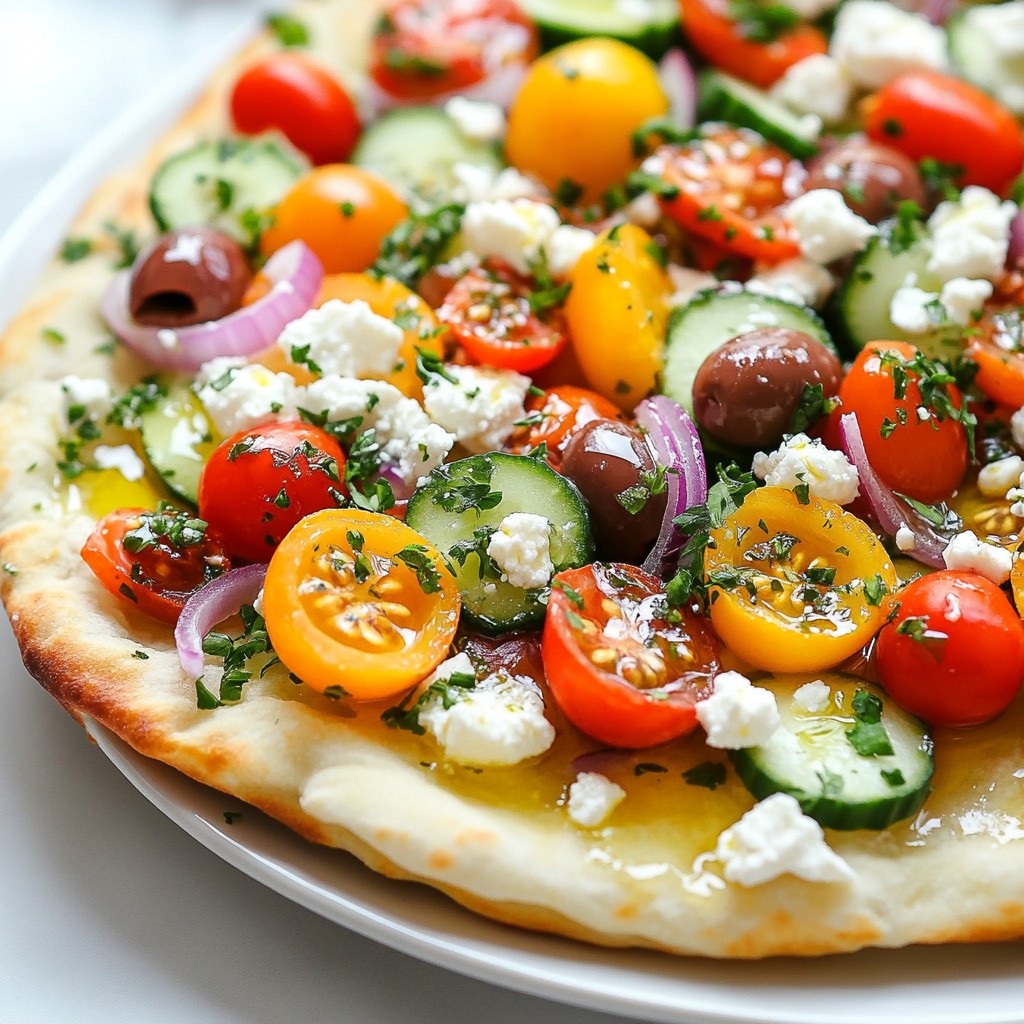 Greek Salad Naan Pizza Flavorful and Easy Recipe