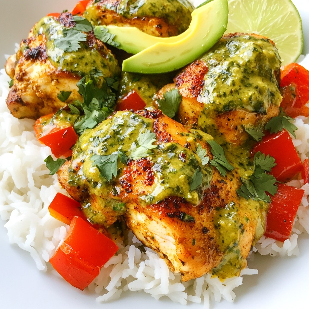 Peruvian Chicken and Rice with Green Sauce Delight